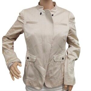 Banana Republic Cotton Asymmetric Zip Beige Tan Blazer Jacket 